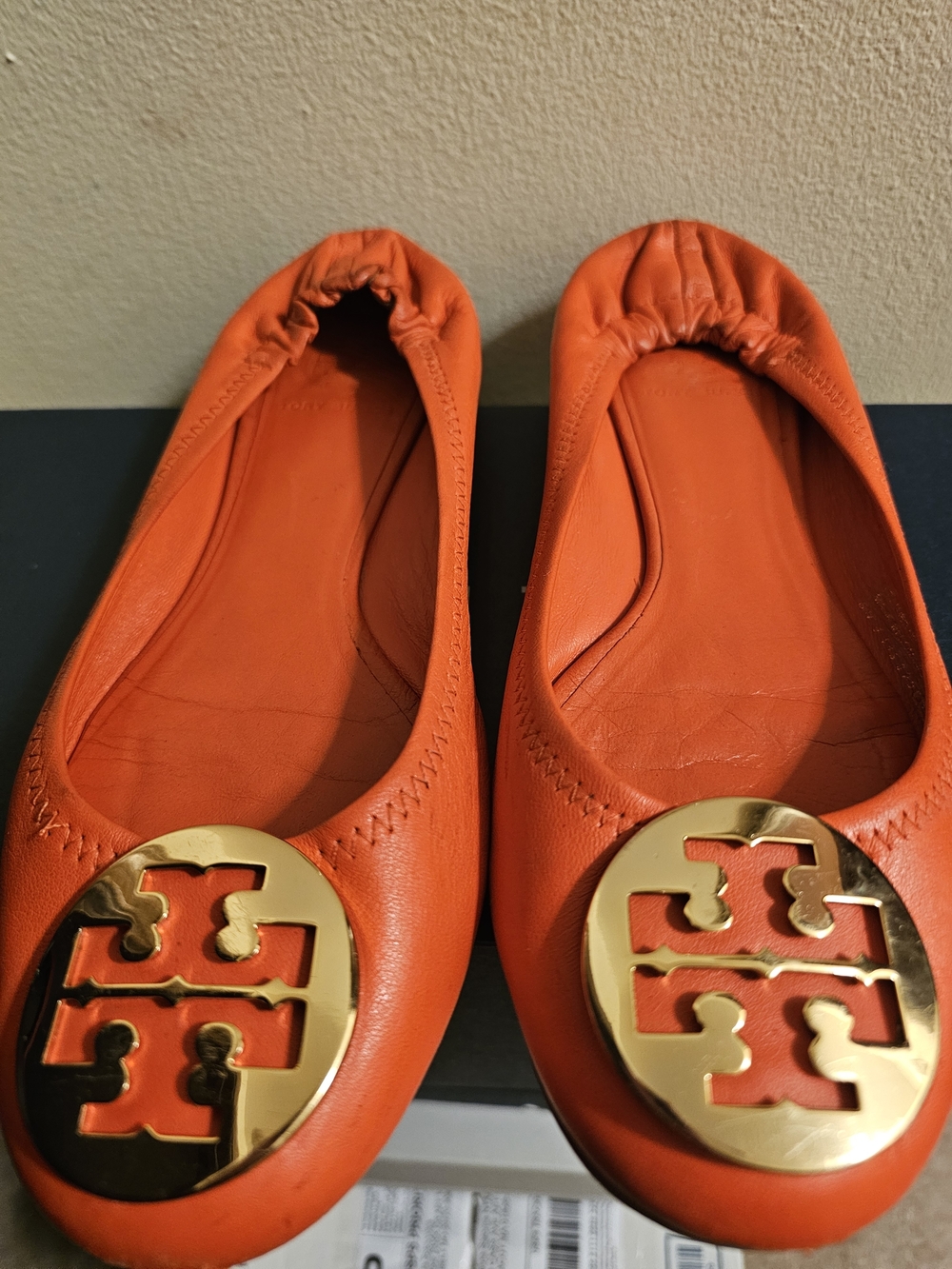 Tory Burch Women's Orange Leather Reva Ballet Flats